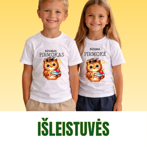 marškinėliai su uzrasais mokyklos ir darzelio isleistuvems