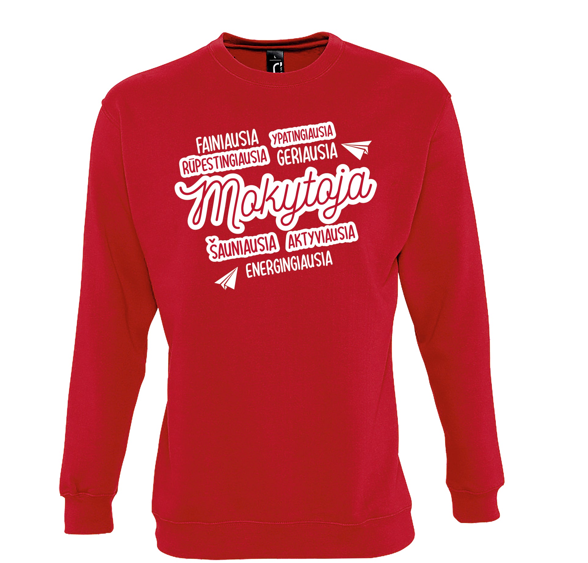 Raudonas bliuzonas dovanu mokytojai su uzrasu