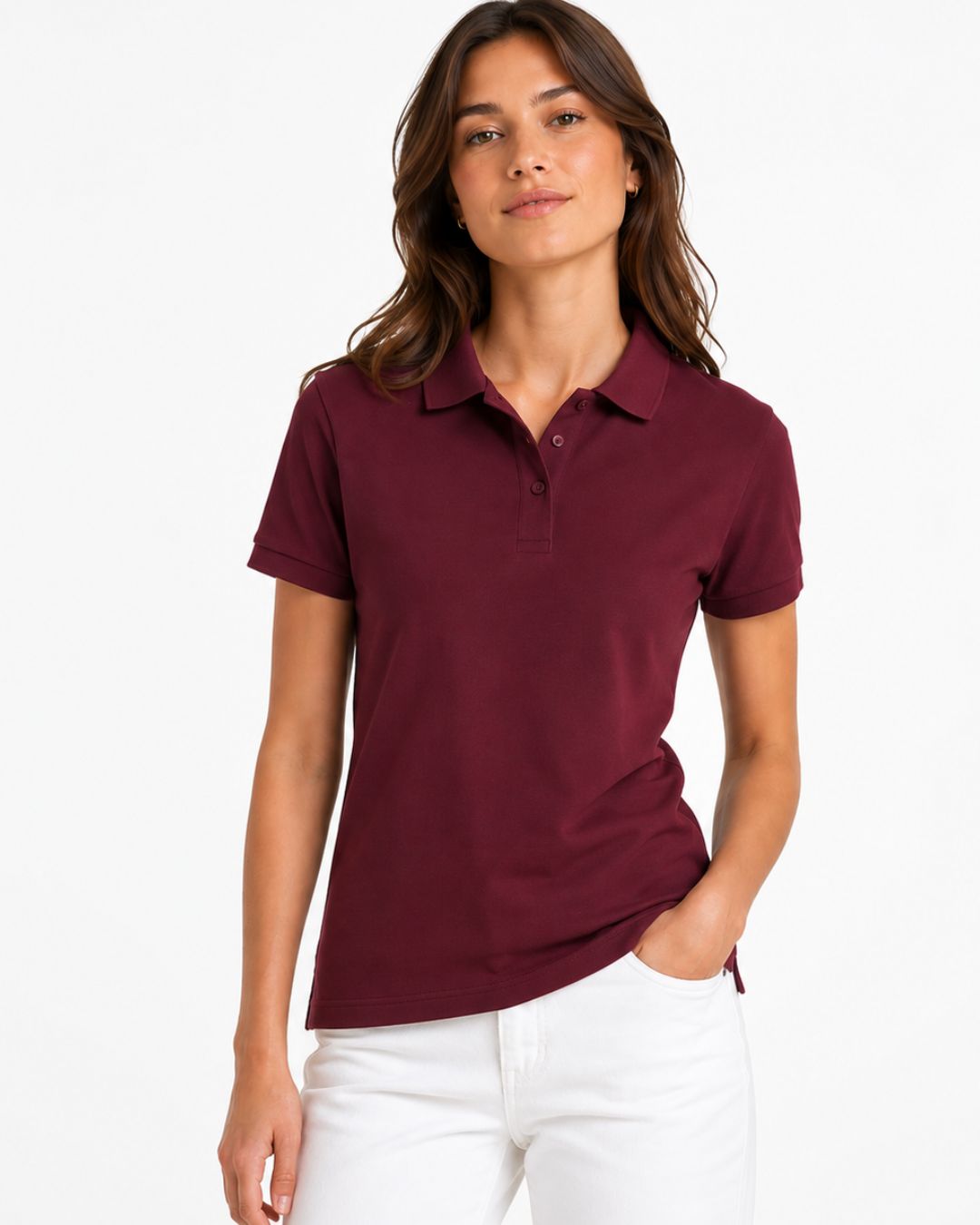 Polo marškinėliai bordo mokykloms moteriški
