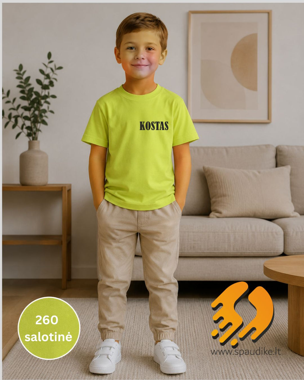 Marškinėliai su vardu salotinė  spalva nuo 8,50 EUR