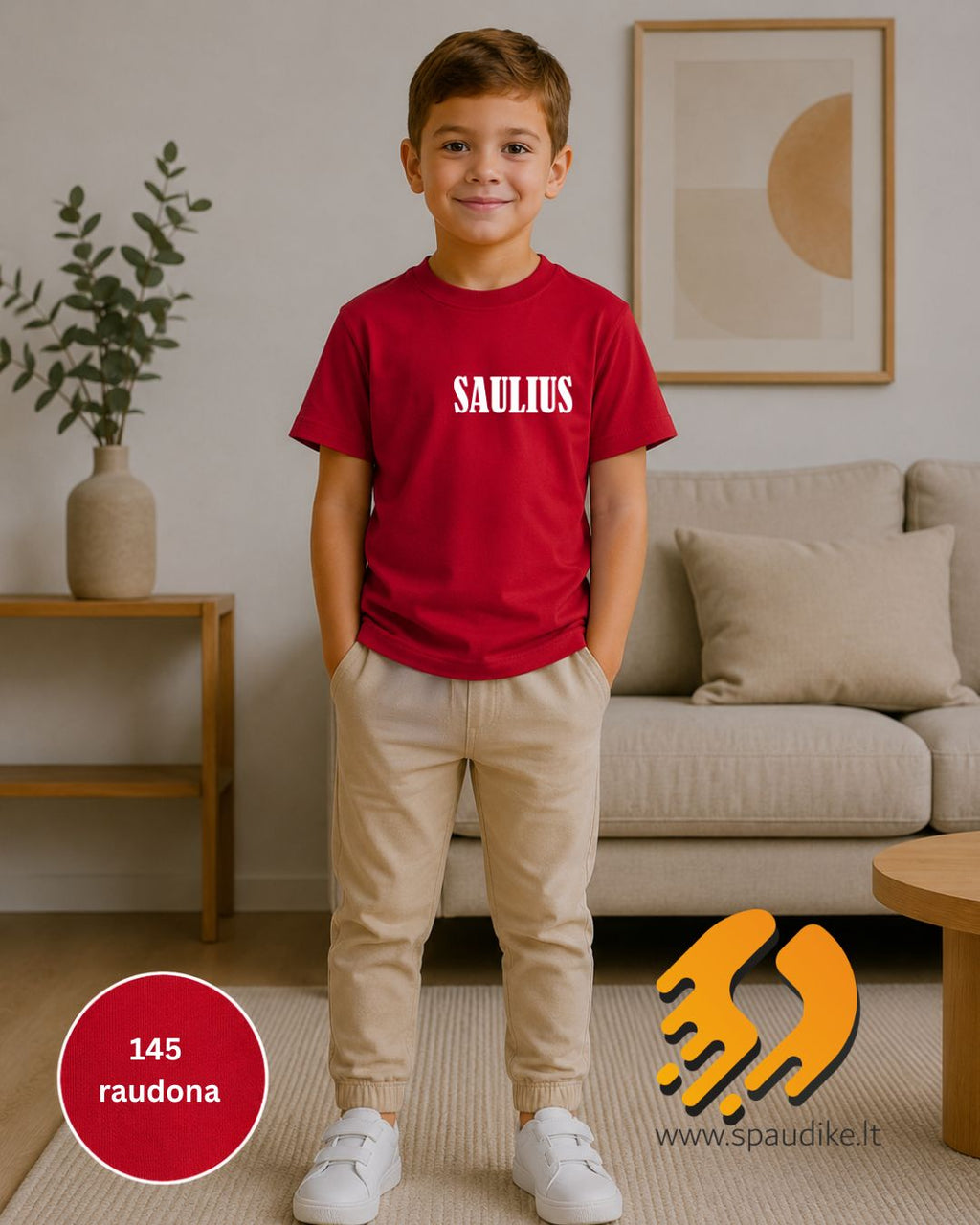 Marškinėliai su vardu raudona spalva nuo 8,50 EUR