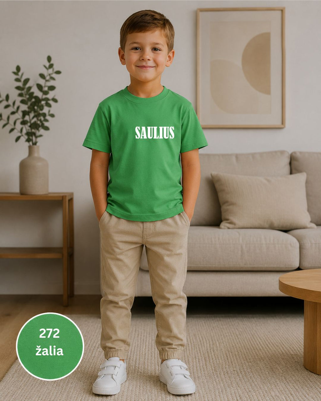 Marškinėliai su vardu žalia spalva nuo 8,50 EUR