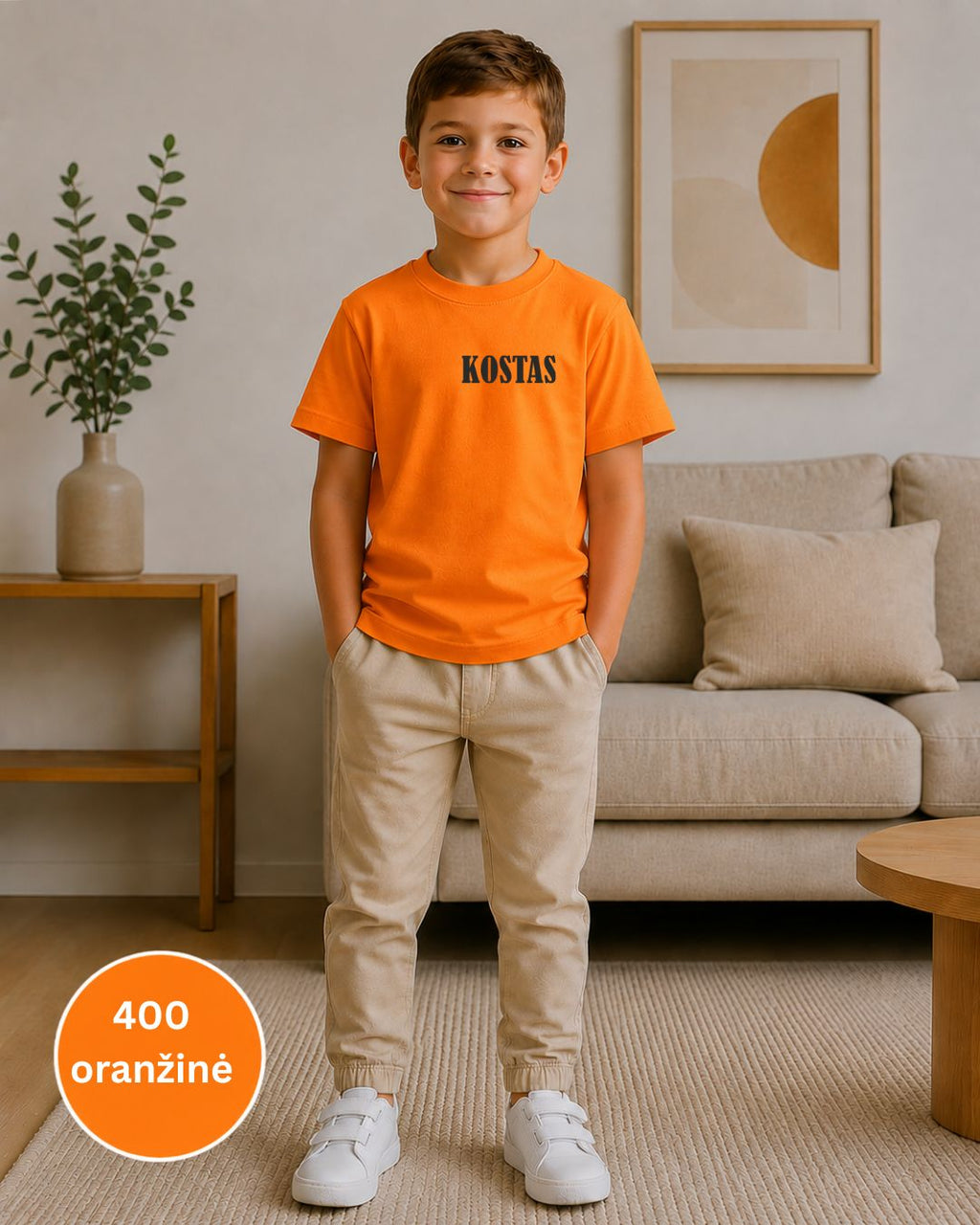 Marškinėliai su vardu oranžinė spalva nuo 8,50 EUR