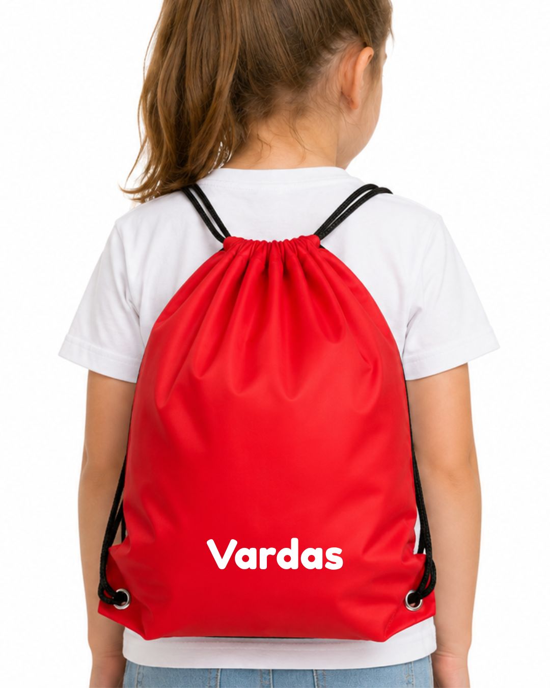 Raudonas sportinis krepšys su vardu
