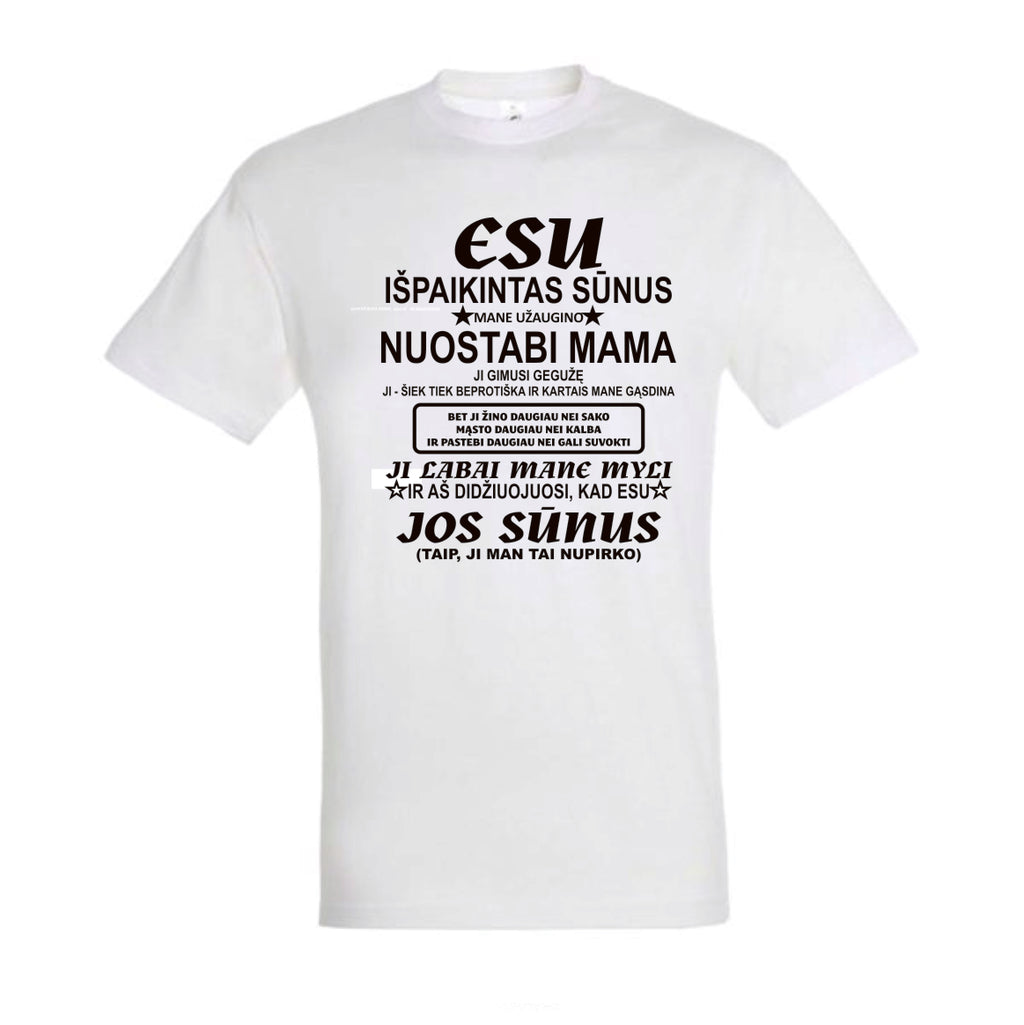 marskineliai su uzrasu as esu ispaikintassunus, dovana nuo amos sunui