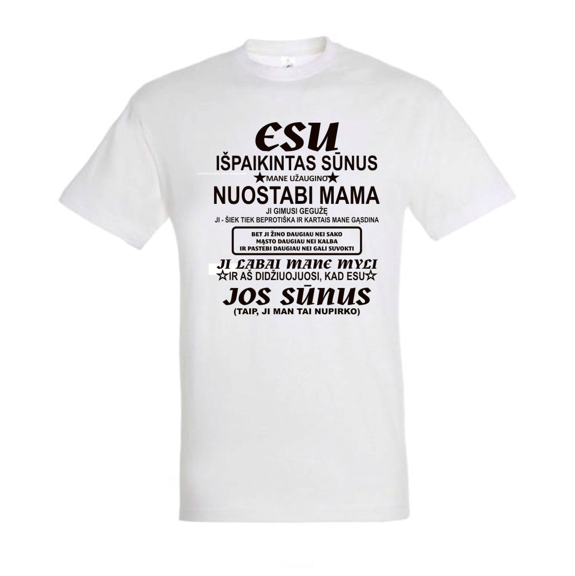 marskineliai su uzrasu as esu ispaikintassunus, dovana nuo amos sunui
