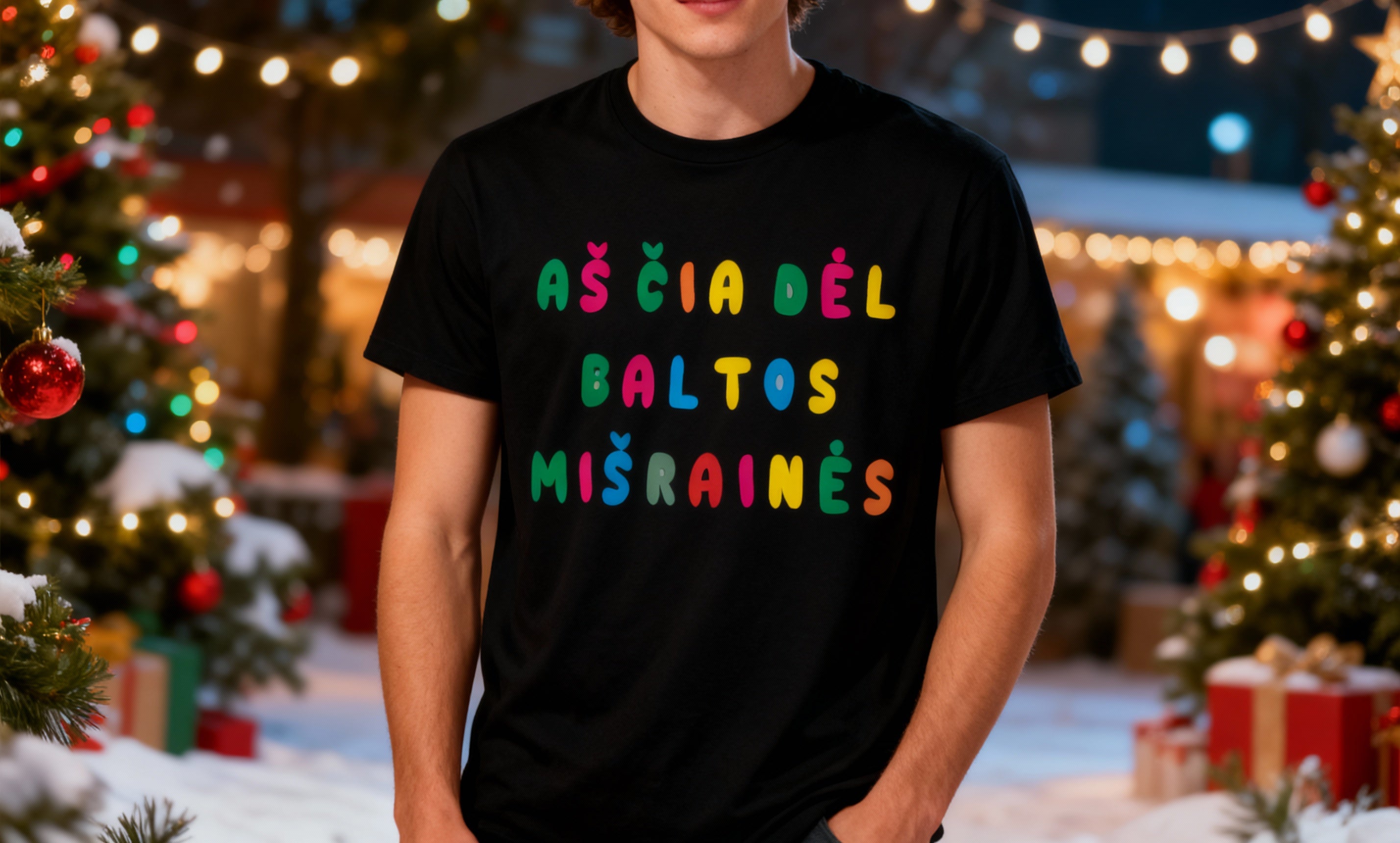 Marškinėliai "Aš čia tik del baltos mišrainės"