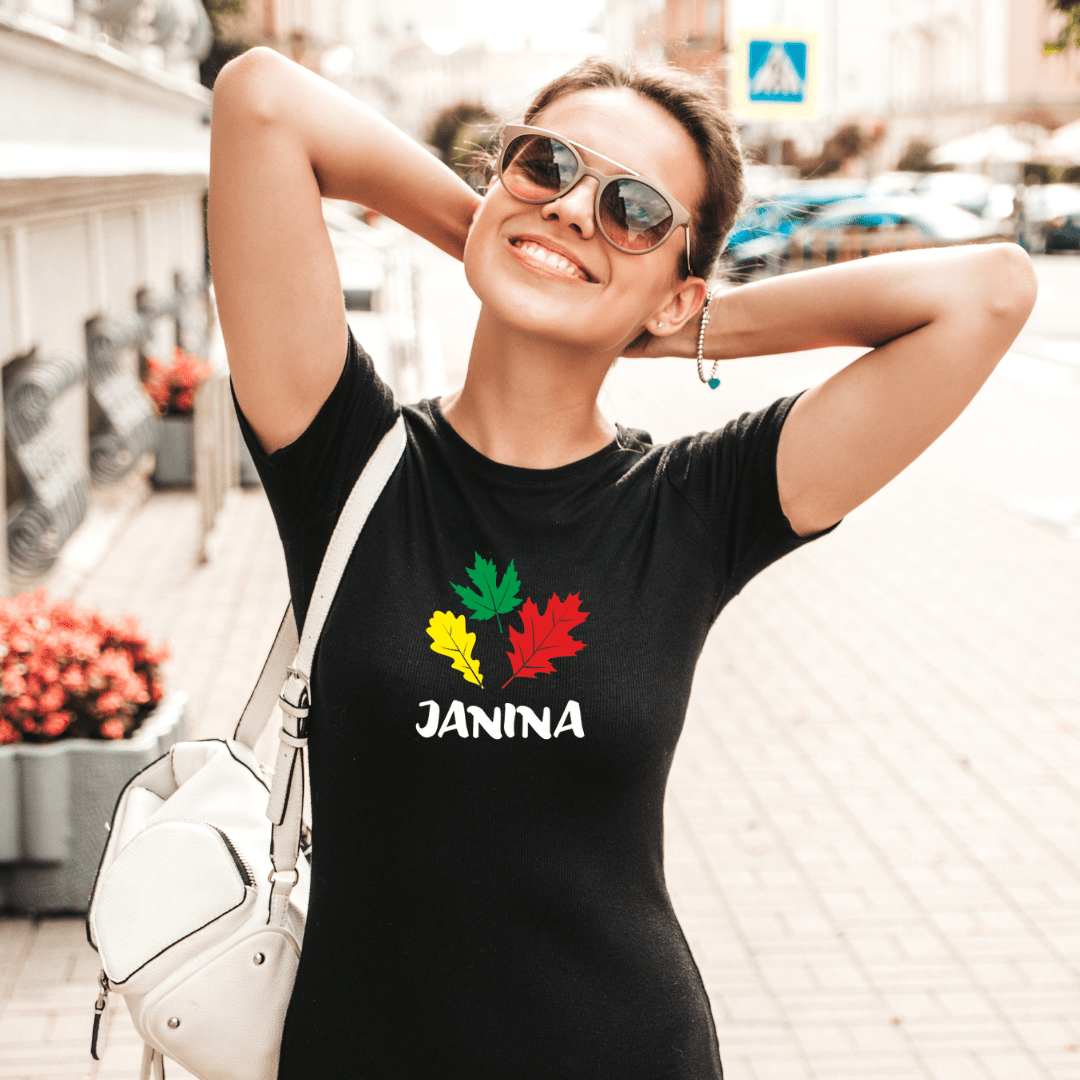 Janina - trispalvės lapeliai. Joninių marškinėliai - Spaudikė