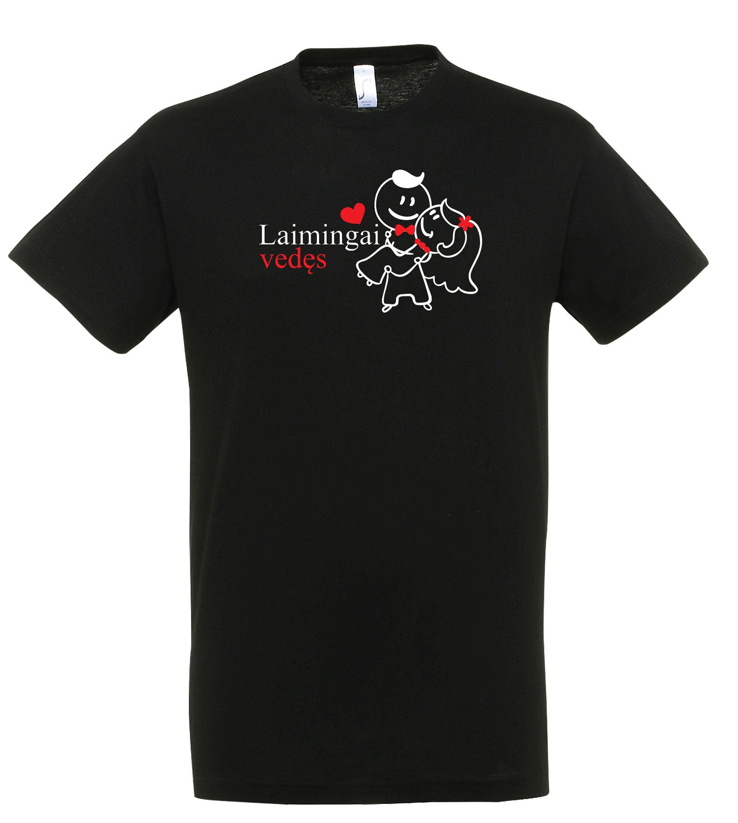 marskineliai laimingai vede su spauda