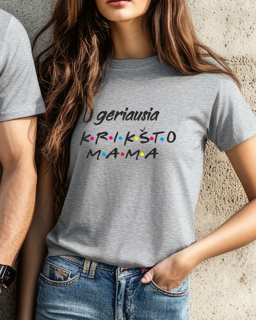 Marškinėliai "Geriausia krikšto mama" (Friends stiliaus dizainas) - Spaudikė