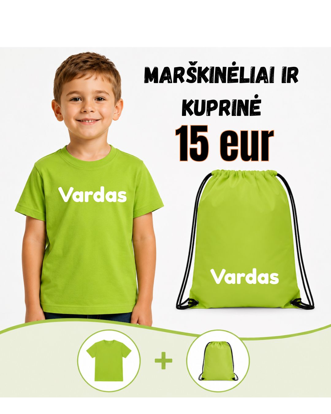 Marskineliai su vardu ir kurine akcija