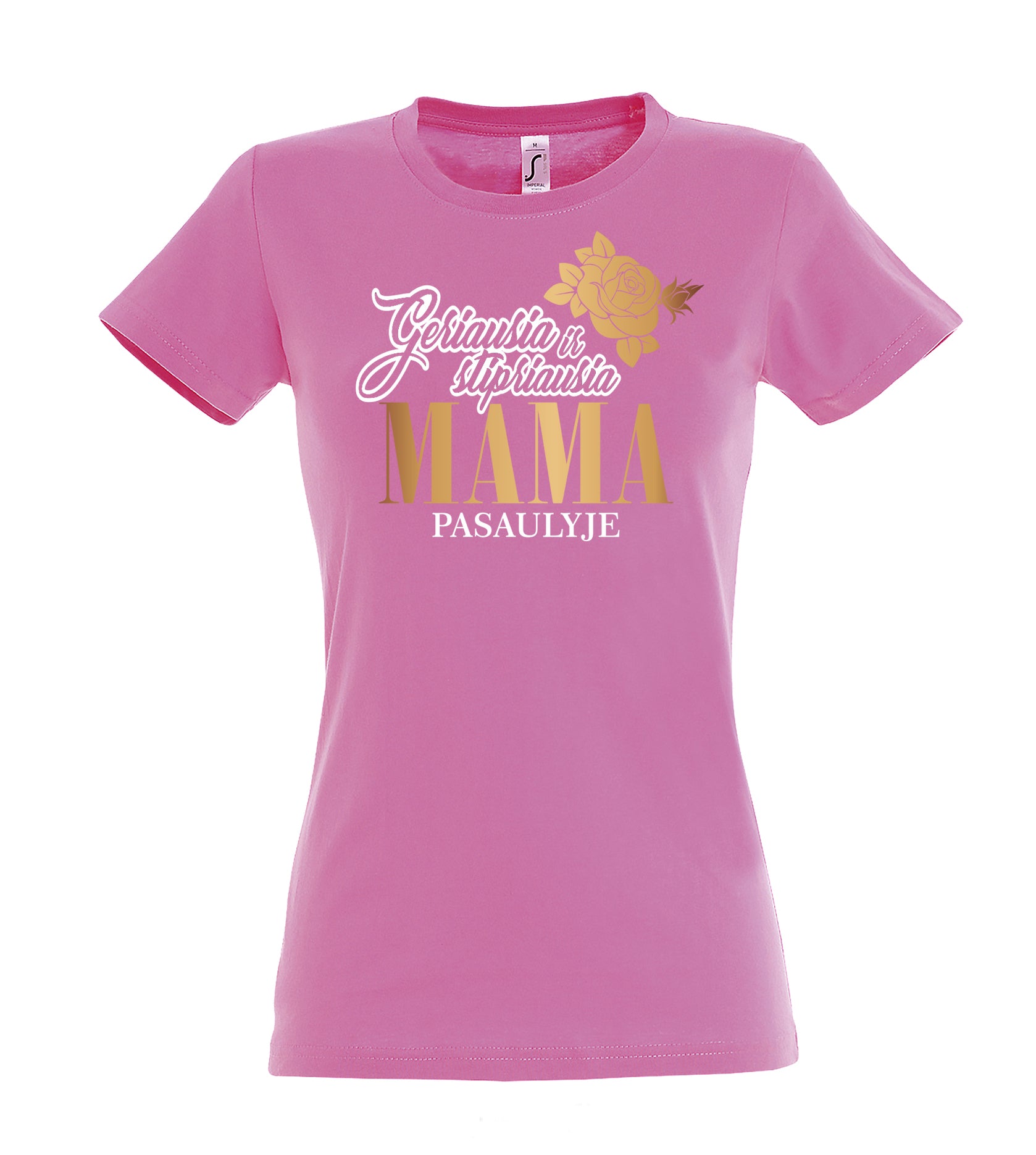 marskineliai su uzrasu mamos dienai pink