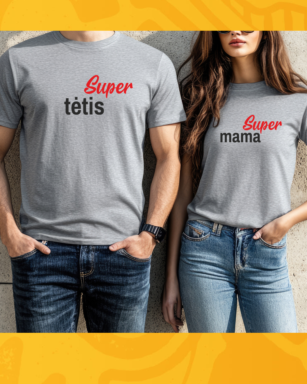 marškinėlia su uzrasu supe mama ir super tetis