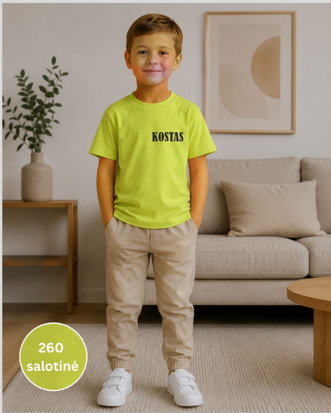 Marškinėliai su vardu salotinė spalva nuo 8,50 EUR - Spaudikė
