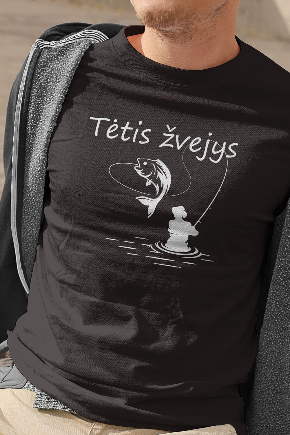 Marškinėliai tėvo dienai -tėtis žvejys - Spaudikė