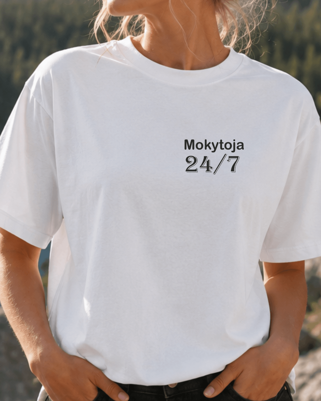 "Mokytoja 24/7" marškinėliai - Spaudikė