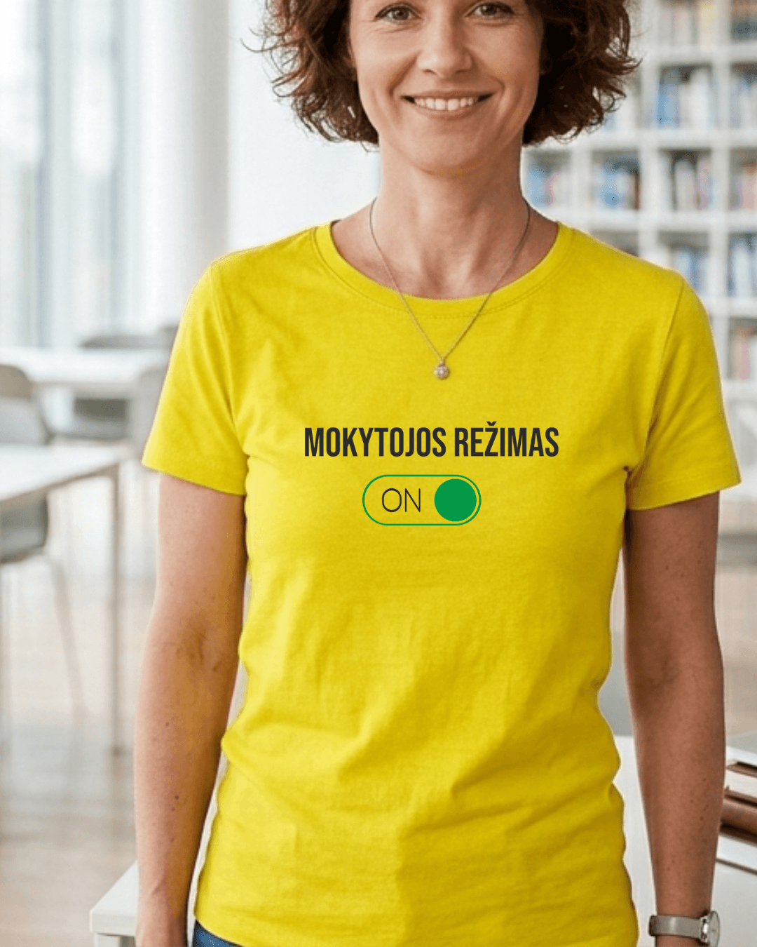 "Mokytojos režimas ON" marškinėliai — kai perjungimo mygtuko nėra - Spaudikė