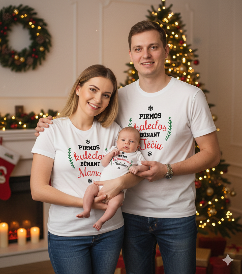 marskineliai su uzrasu mano pirmos kaledos